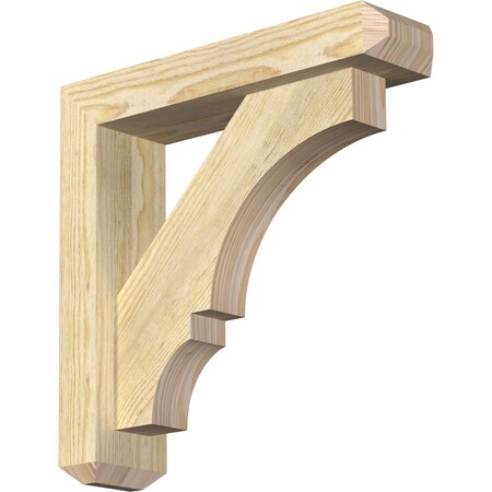 Balboa Craftsman Rough Sawn Bracket w/ Offset Brace, Douglas Fir, 4"W x 16"D x 16"H